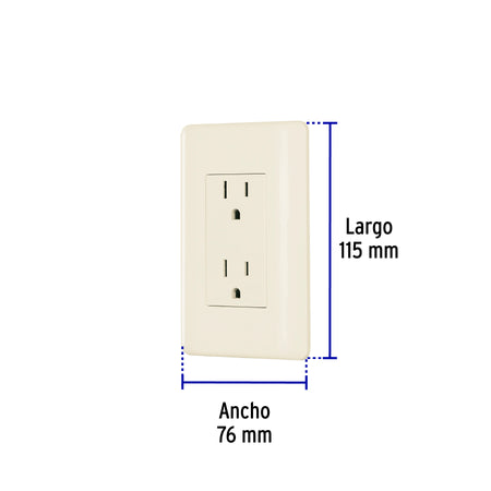 Contacto dúplex aterrizado, marfil, Volteck Basic