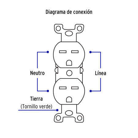 Contacto dúplex, cara de chino, Standard, blanco, Volteck