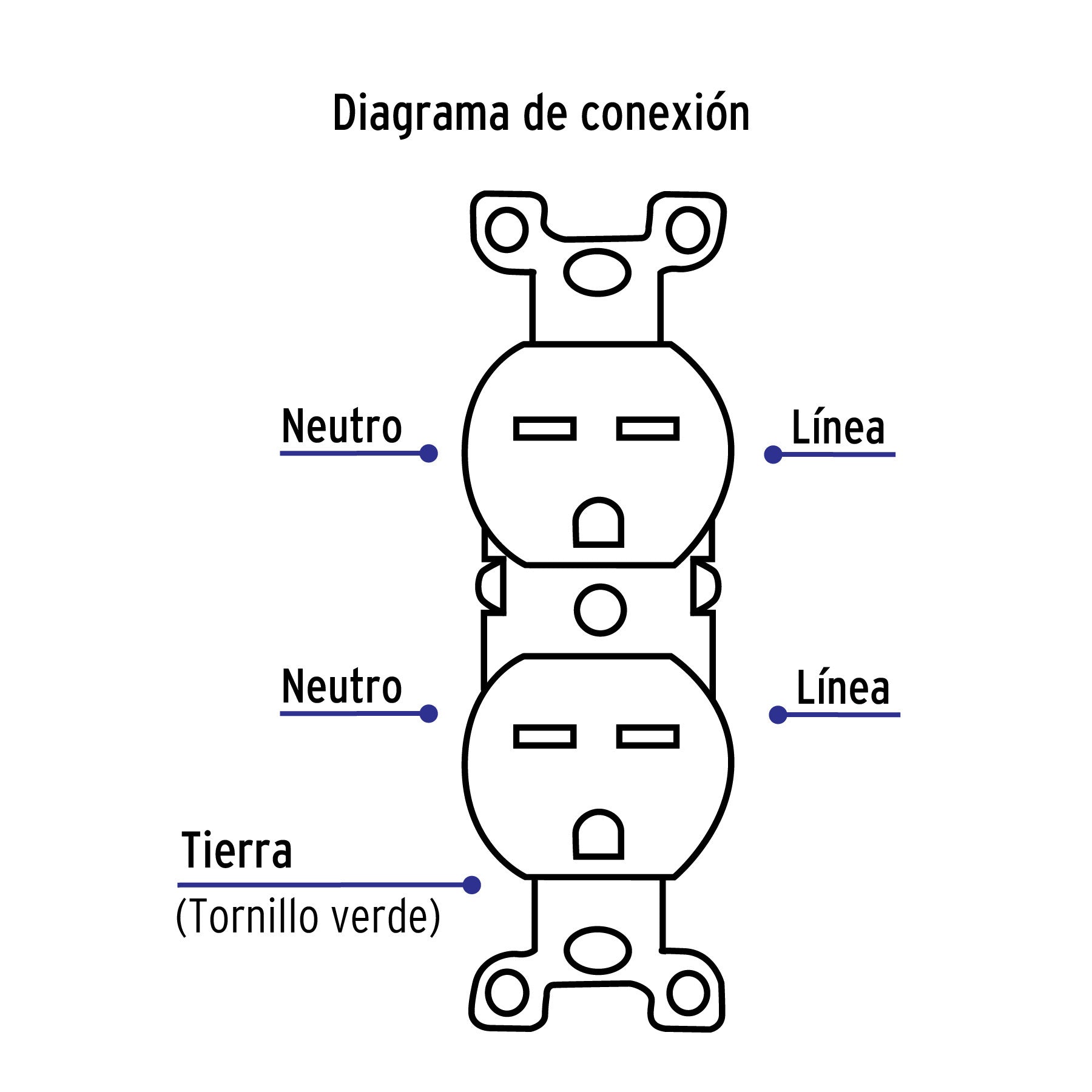 Contacto dúplex, cara de chino, Standard, marfil, Volteck