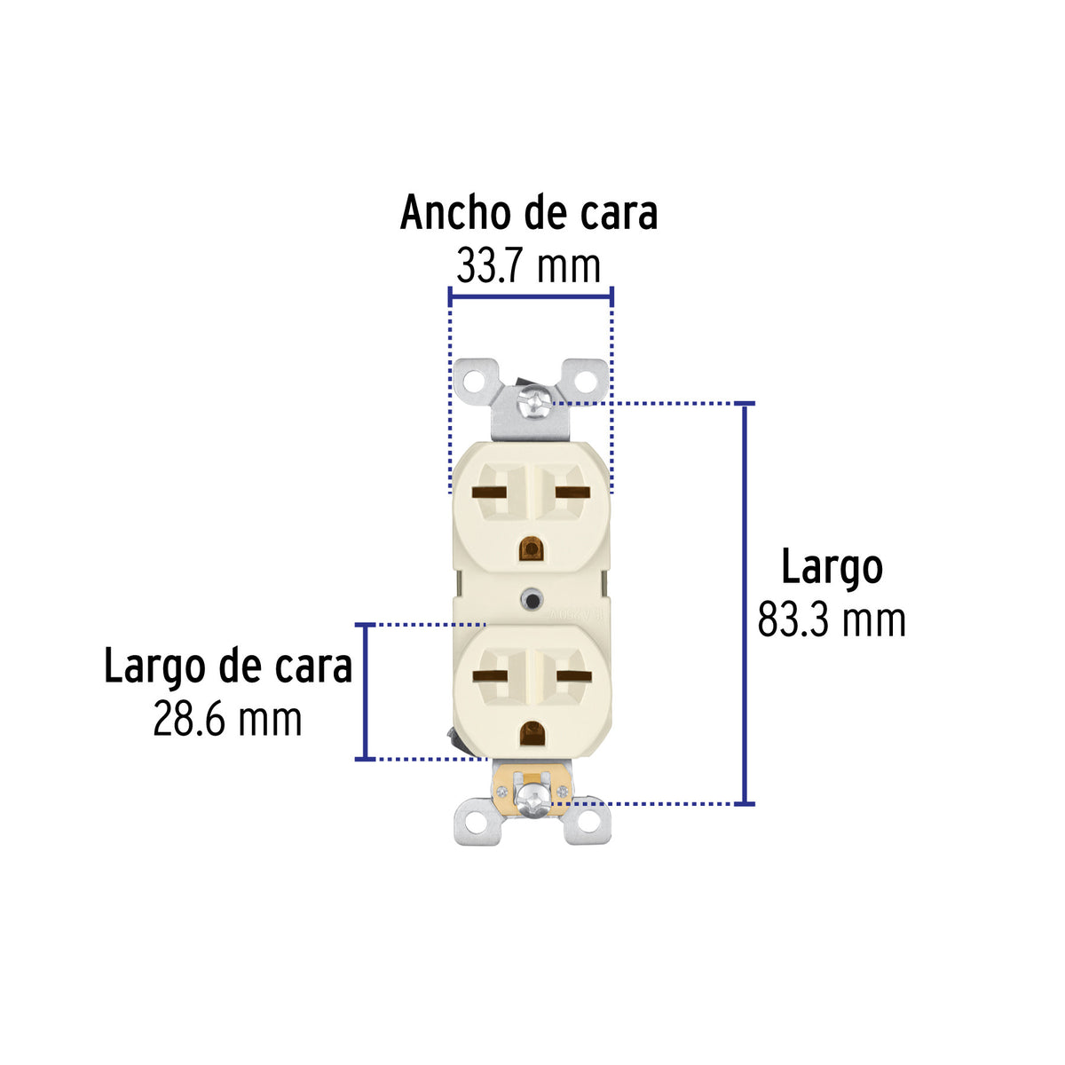 Contacto dúplex, cara de chino, Standard, marfil, Volteck
