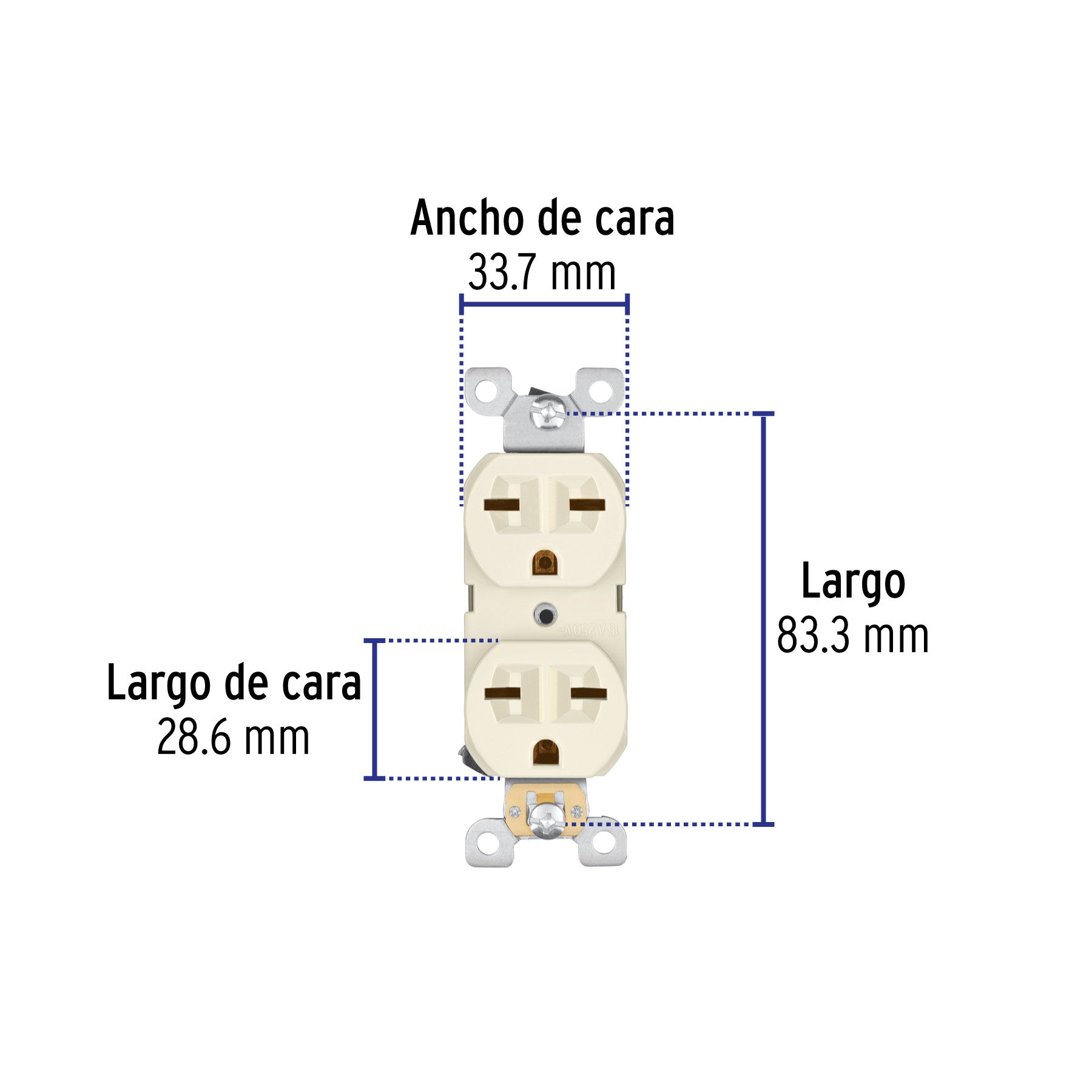 Contacto dúplex, cara de chino, Standard, marfil, Volteck