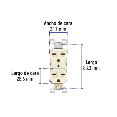 Contacto dúplex, cara de chino, Standard, marfil, Volteck