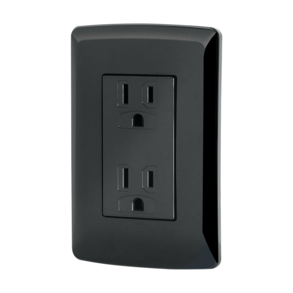 Contacto duplex aterrizado color linea Italiana negro