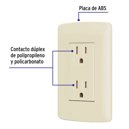 Contacto dúplex aterrizado, color plata, línea Italiana 