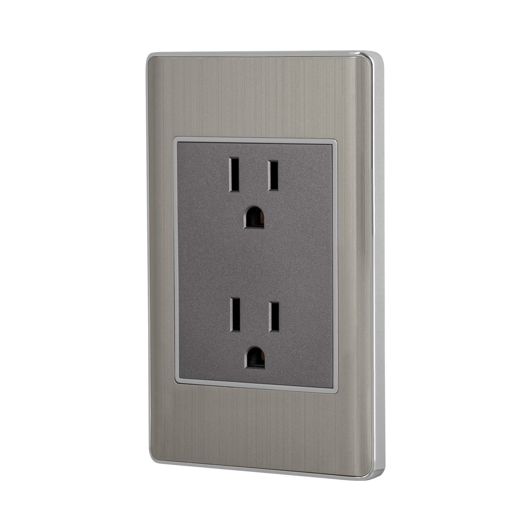 Placa armada acero inox contacto duplex 3 modulos Lisboa