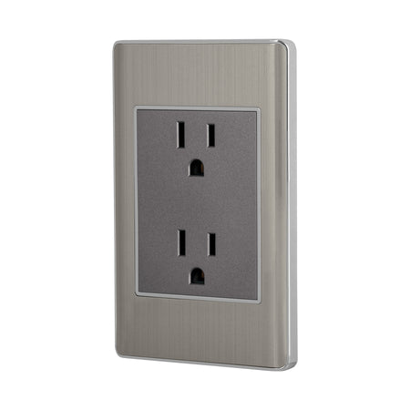 Placa armada acero inox contacto duplex 3 modulos Lisboa