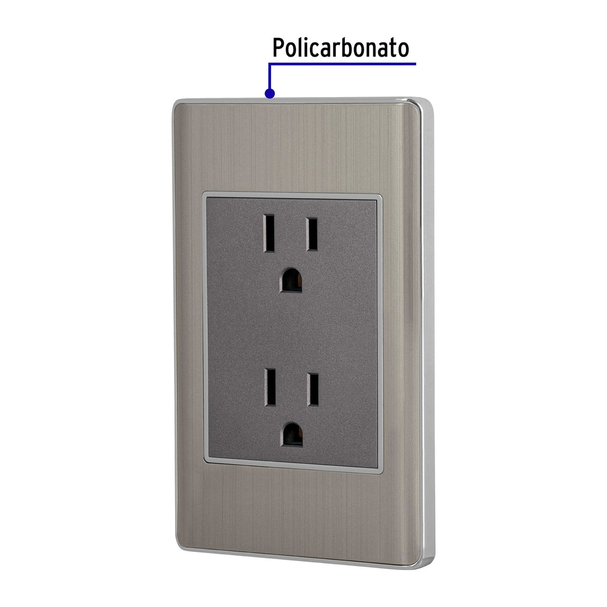 Placa armada acero inox contacto duplex 3 modulos Lisboa