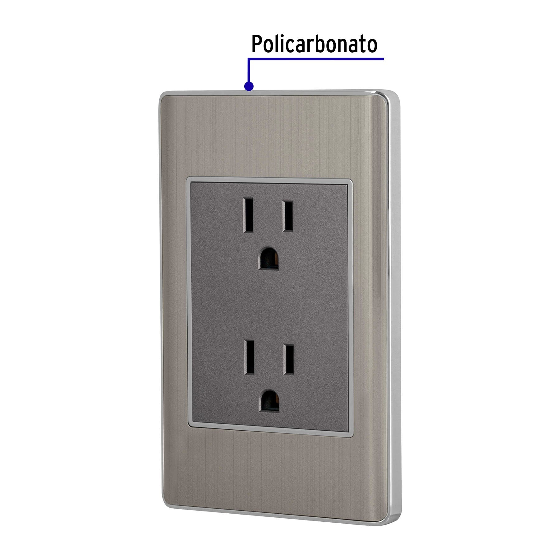 Placa armada acero inox contacto duplex 3 modulos Lisboa