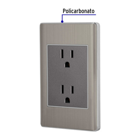 Placa armada acero inox contacto duplex 3 modulos Lisboa