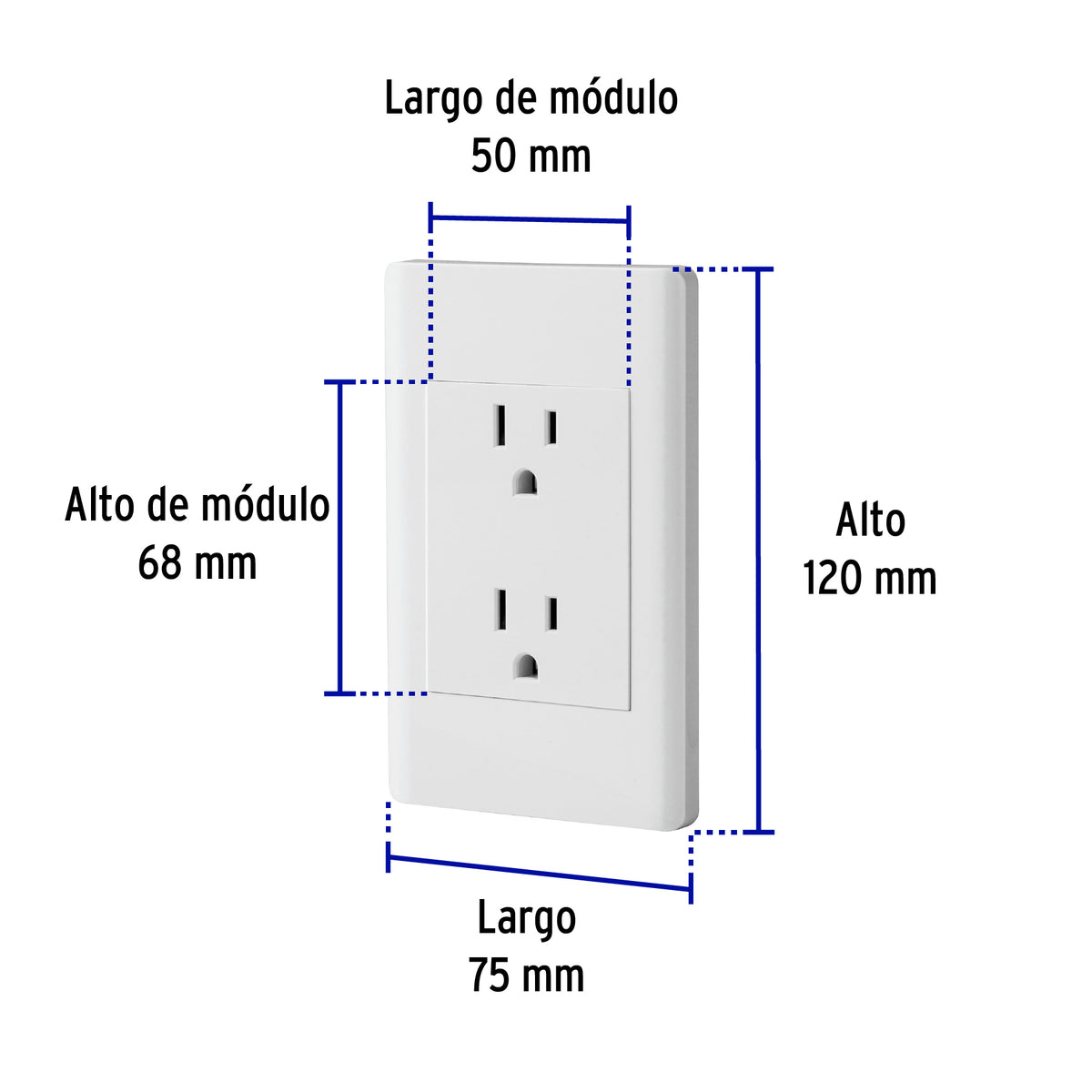 Placa armada contacto duplex 3 modulos Lisboa blanca