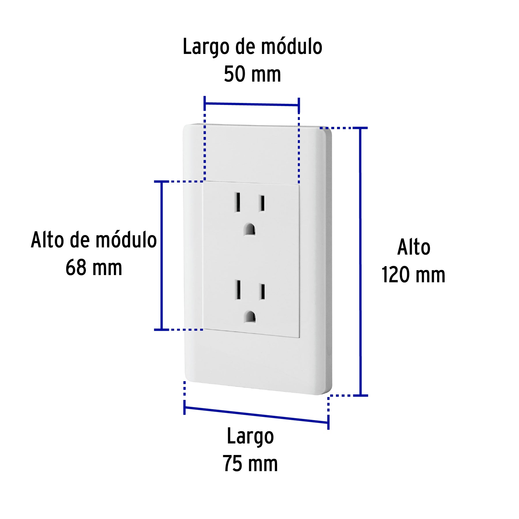 Placa armada contacto duplex 3 modulos Lisboa blanca