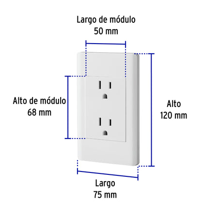 Placa armada contacto duplex 3 modulos Lisboa blanca