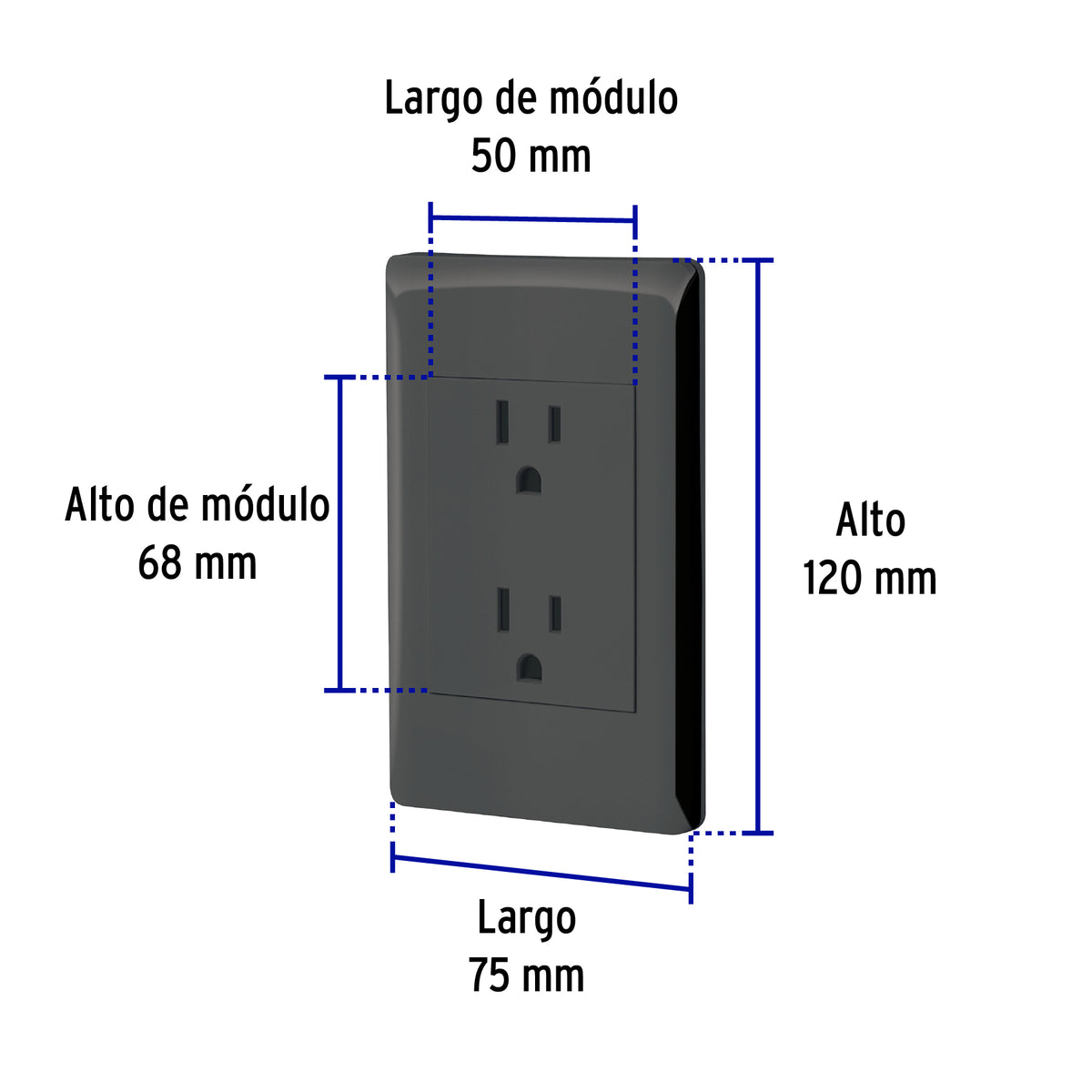 Placa armada contacto duplex 3 modulos Lisboa negra