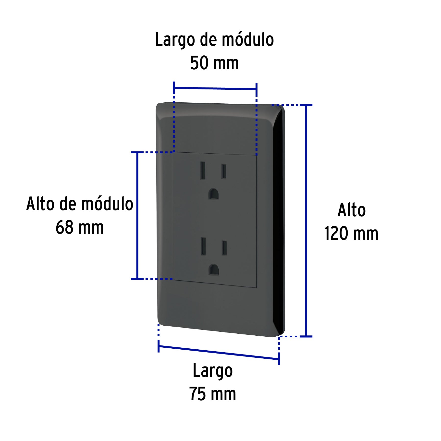Placa armada contacto duplex 3 modulos Lisboa negra