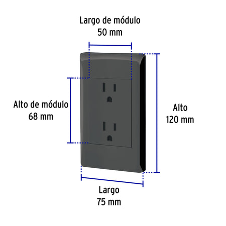 Placa armada contacto duplex 3 modulos Lisboa negra