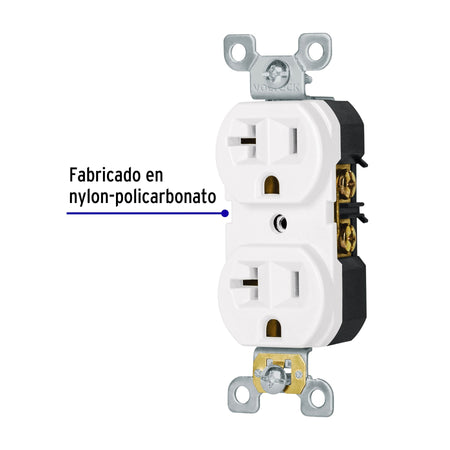 Contacto duplex 2 polos 3 hilos 20 A Standard blanco