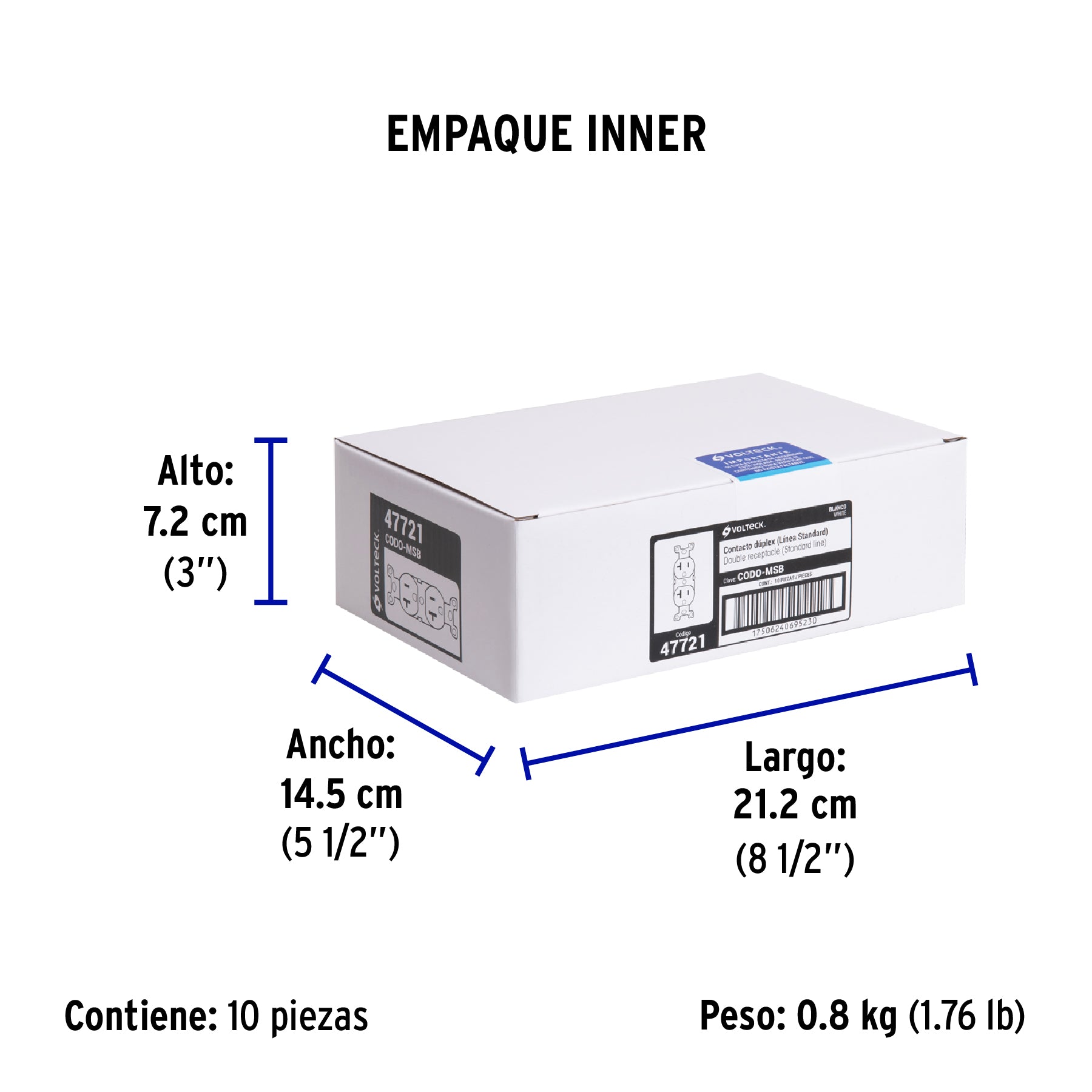 Contacto duplex 2 polos 3 hilos 20 A Standard blanco
