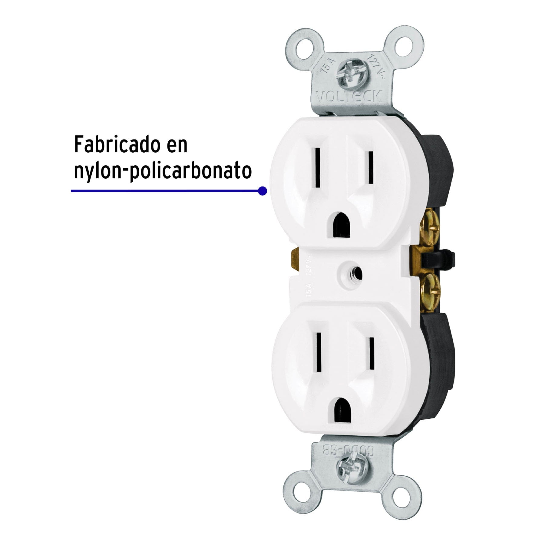 Contacto duplex 2 polos 3 hilos Standard blanco Volteck