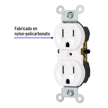 Contacto duplex 2 polos 3 hilos Standard blanco Volteck