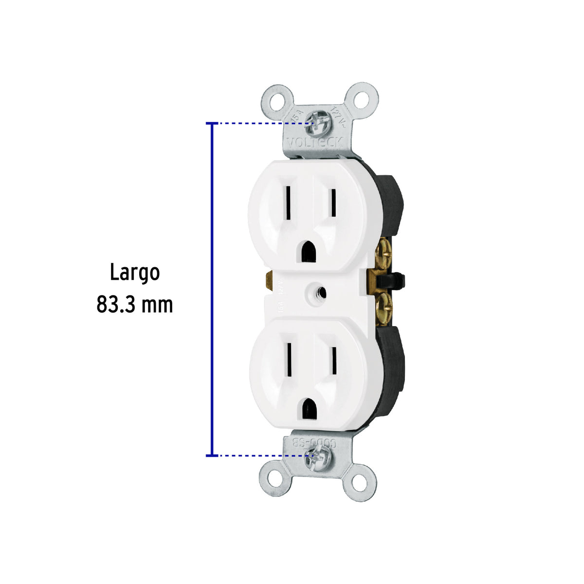 Contacto duplex 2 polos 3 hilos Standard blanco Volteck