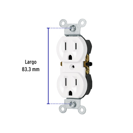 Contacto duplex 2 polos 3 hilos Standard blanco Volteck