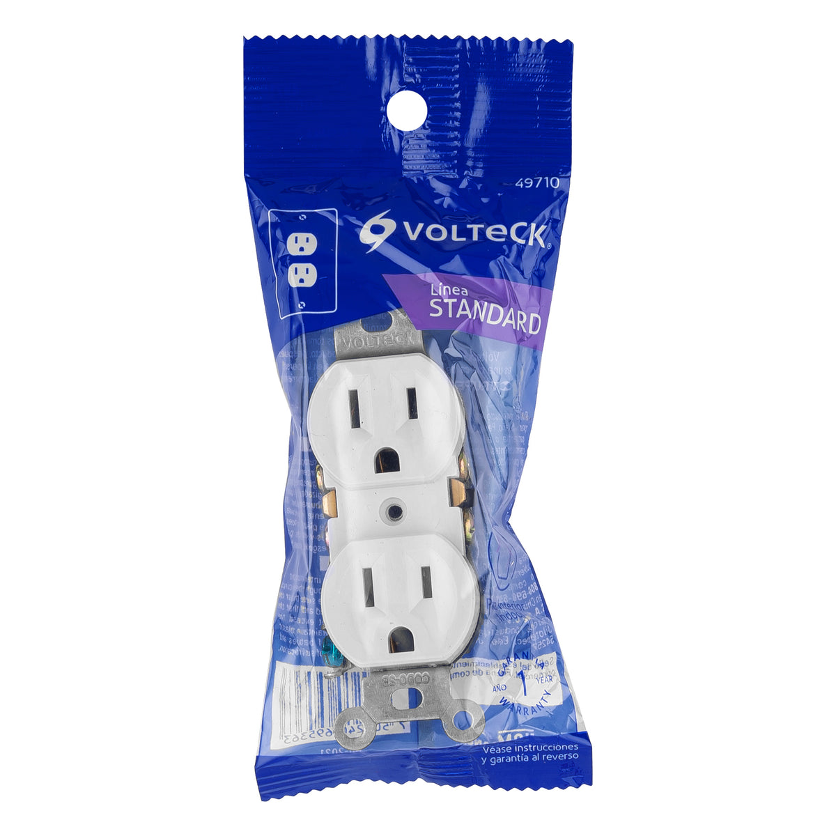 Contacto duplex 2 polos 3 hilos Standard blanco Volteck