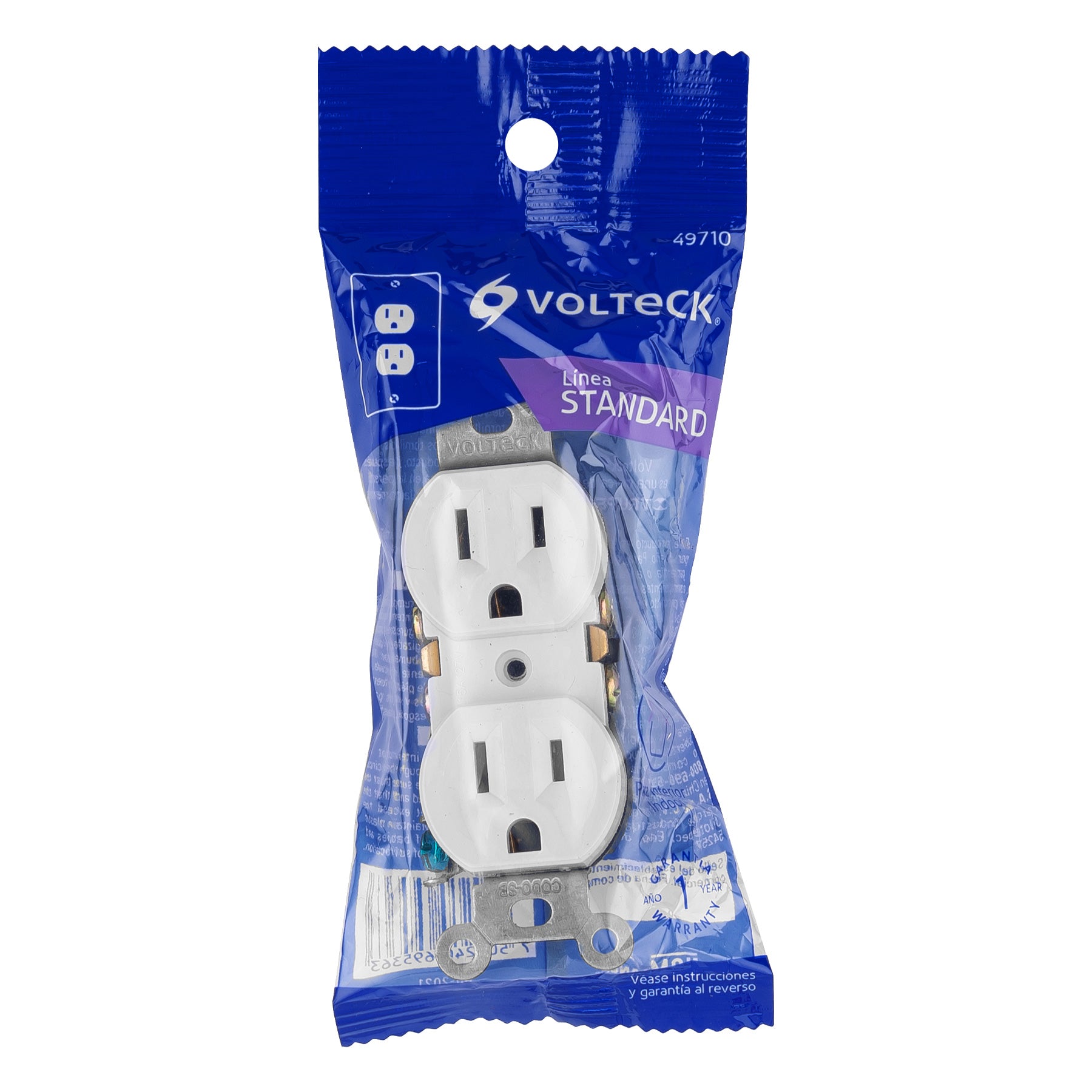 Contacto duplex 2 polos 3 hilos Standard blanco Volteck