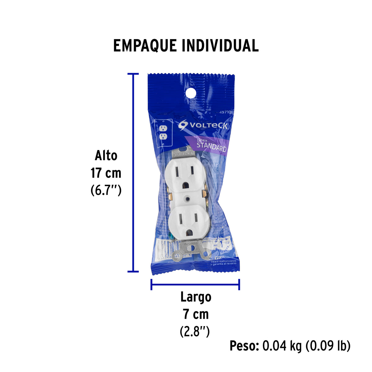 Contacto duplex 2 polos 3 hilos Standard blanco Volteck