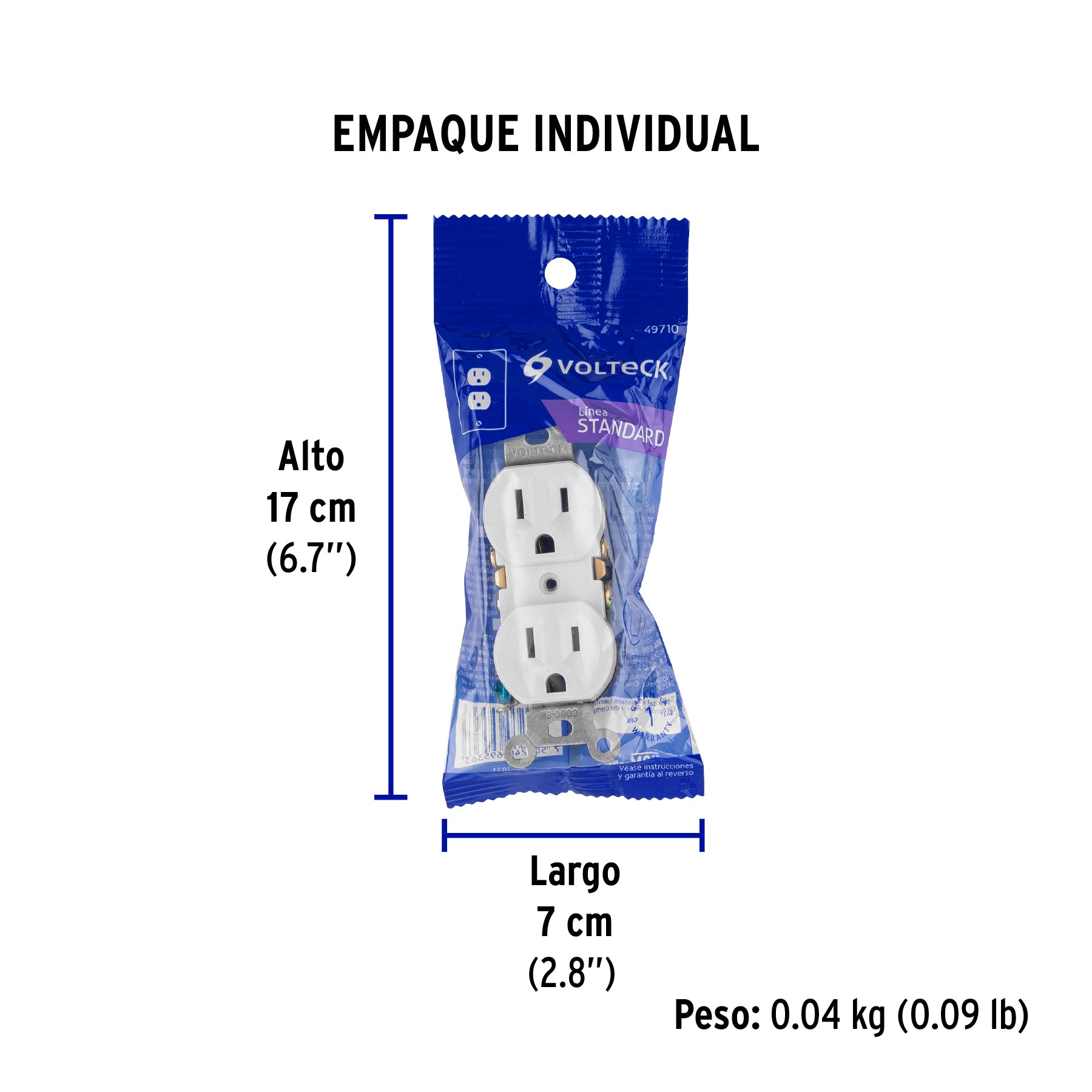 Contacto duplex 2 polos 3 hilos Standard blanco Volteck