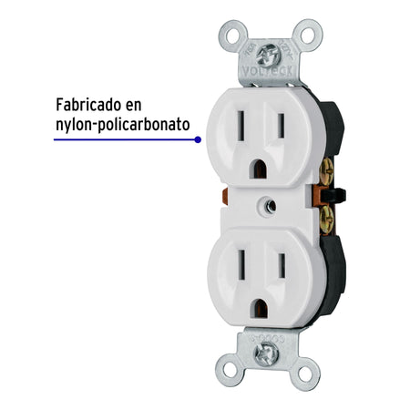 Contacto duplex 2 polos 3 hilos Standard granel blanco