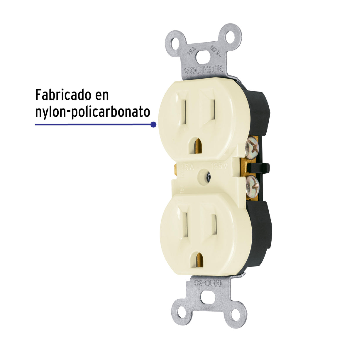 Contacto duplex 2 polos 3 hilos Standard granel marfil