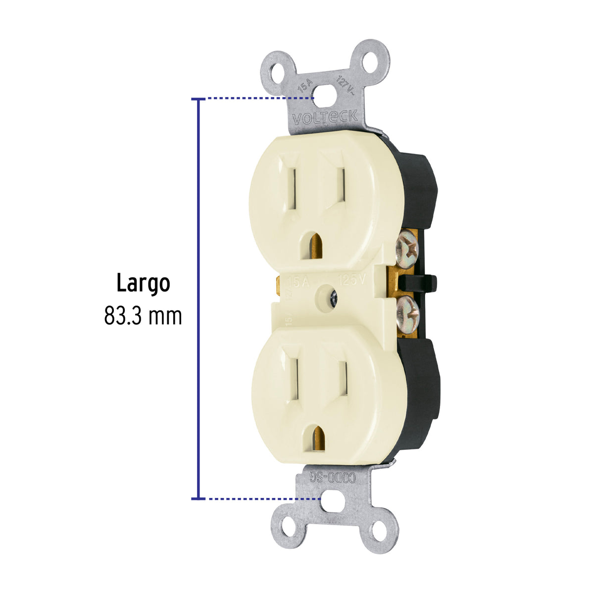 Contacto duplex 2 polos 3 hilos Standard granel marfil