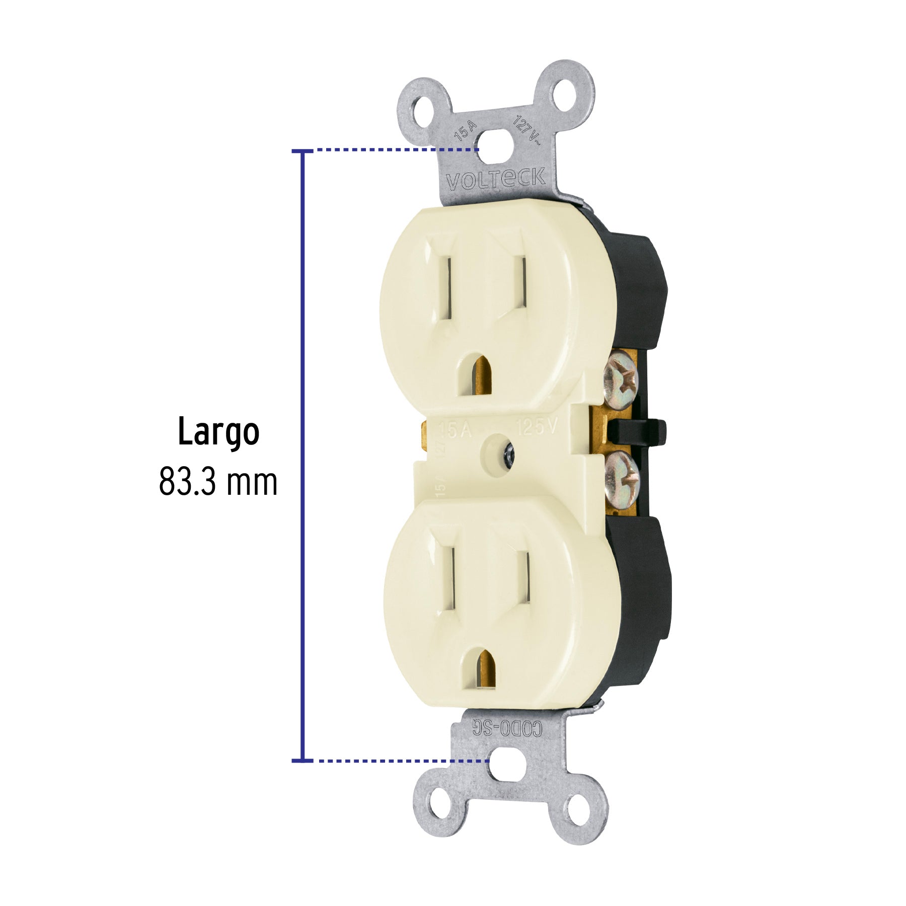 Contacto duplex 2 polos 3 hilos Standard granel marfil