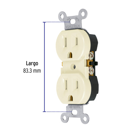 Contacto duplex 2 polos 3 hilos Standard granel marfil