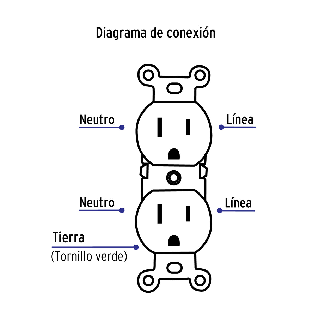 Contacto duplex 2 polos 3 hilos Standard granel marfil