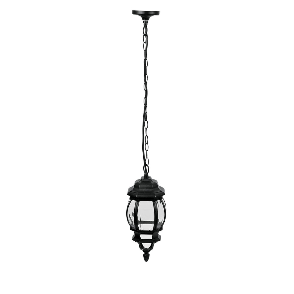 Arbotante tipo farol tradicional colgante p/exterior negro