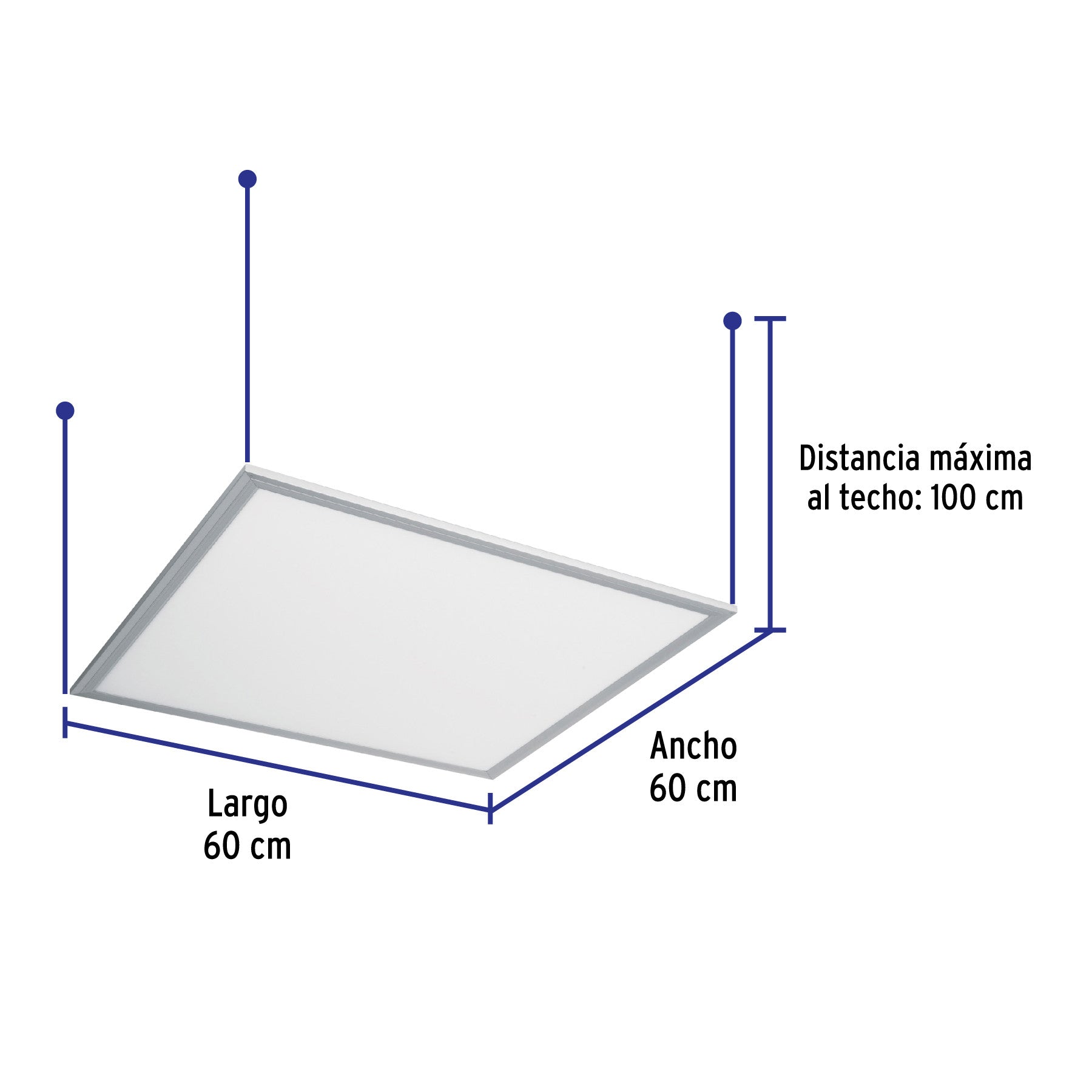 Panel LED 45W 6500K, 60x60 cm, empotrable/colgante, VOLTECK 45W, 60x60 cm