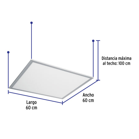Panel LED 45W 6500K, 60x60 cm, empotrable/colgante, VOLTECK 45W, 60x60 cm
