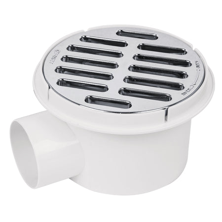 Coladera 5" salida lateral ABS rejilla cromada 1/4 vuelta