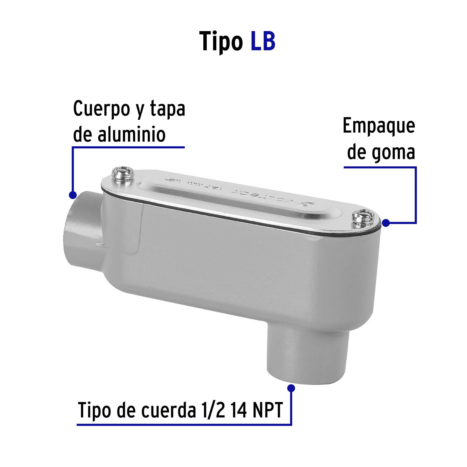 Condulet 1/2' conexión tipo LB, Volteck 1/2'