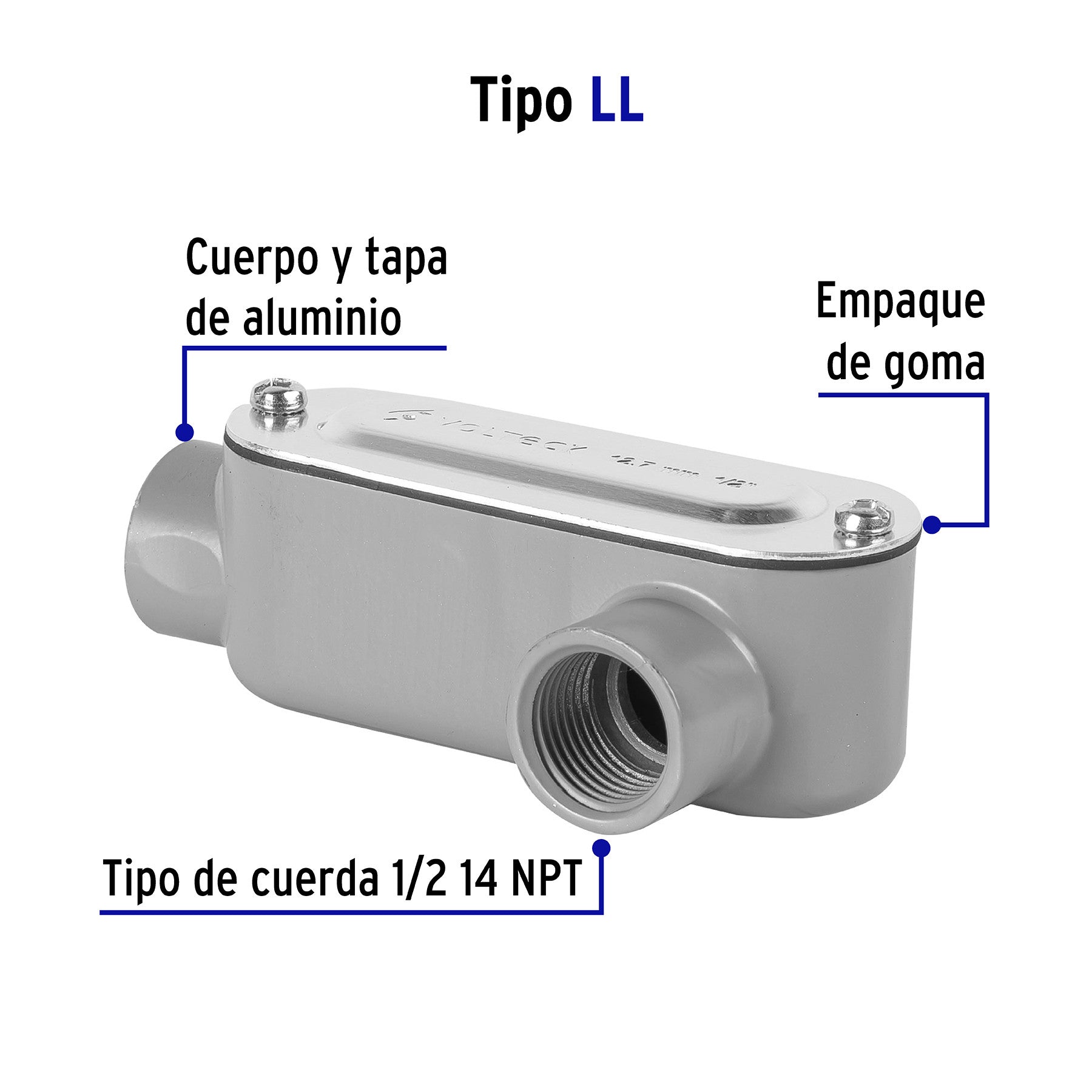 Condulet 1/2' conexión tipo LL, Volteck 1/2'