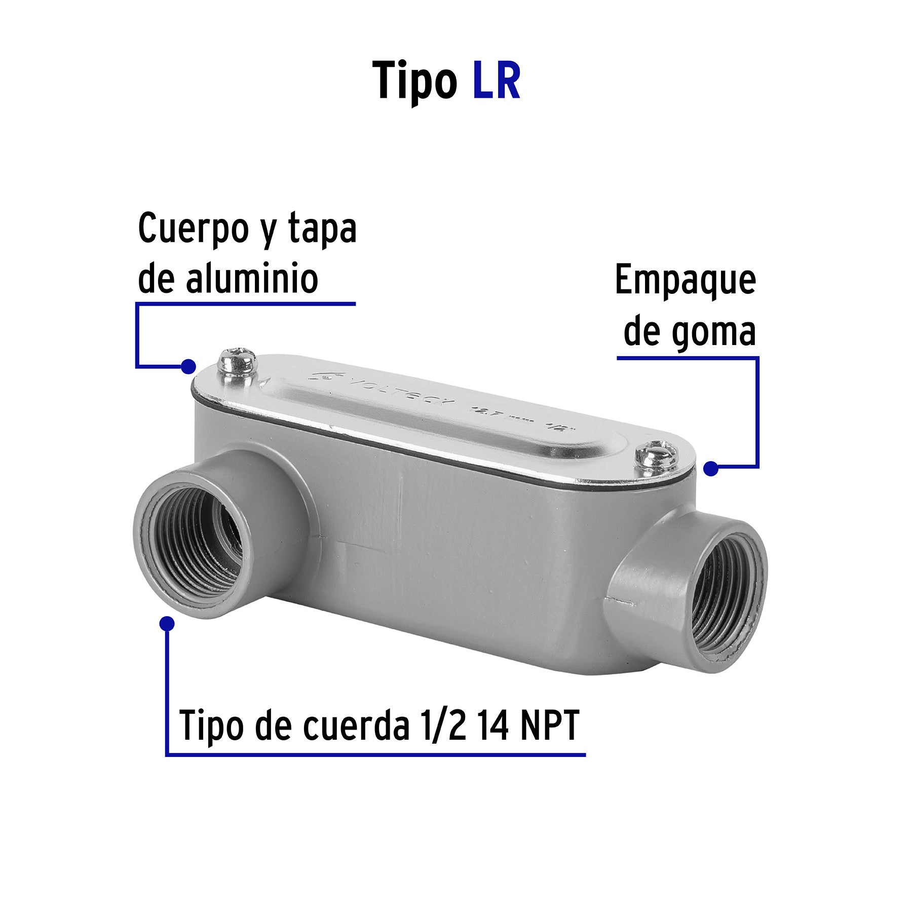 Condulet 1/2' conexión tipo LR, Volteck 1/2'