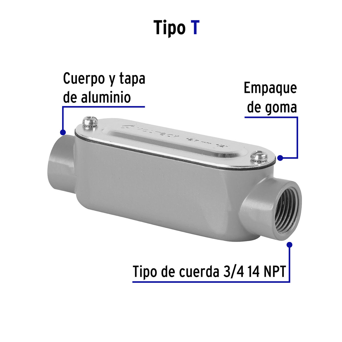 Condulet 3/4' conexión tipo T, Volteck