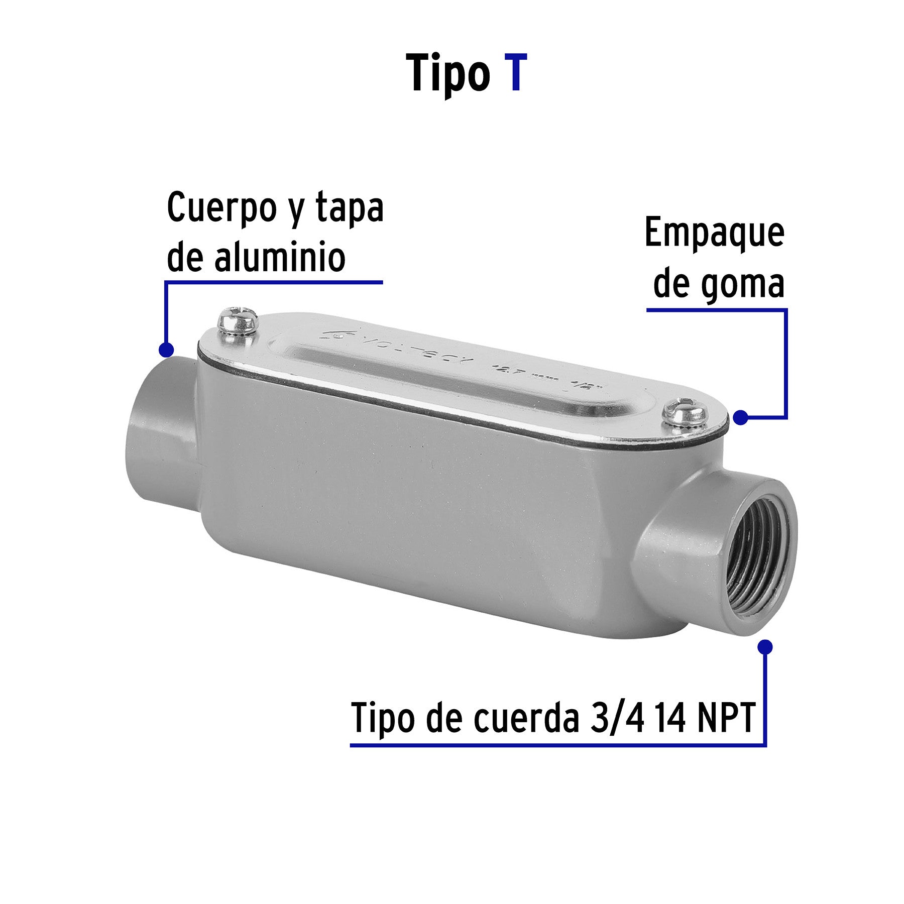 Condulet 3/4' conexión tipo T, Volteck