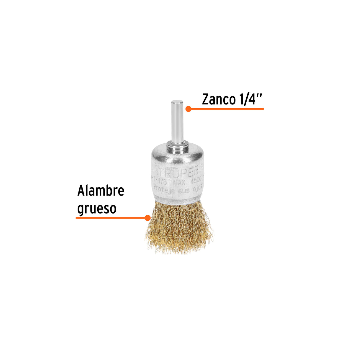 Carda tipo brocha alambre grueso para taladro TRUPER 1-1/8"