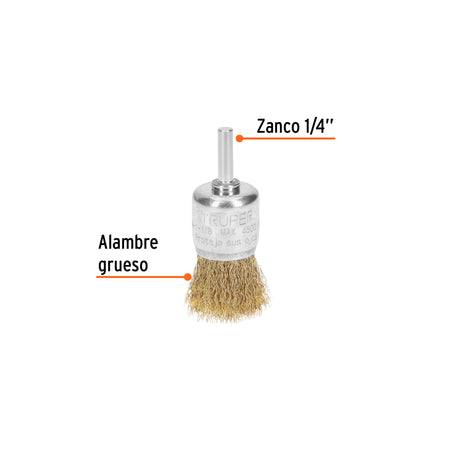 Carda tipo brocha alambre grueso para taladro TRUPER 1-1/8"