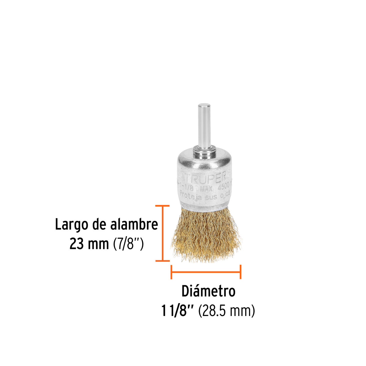 Carda tipo brocha alambre grueso para taladro TRUPER 1-1/8"