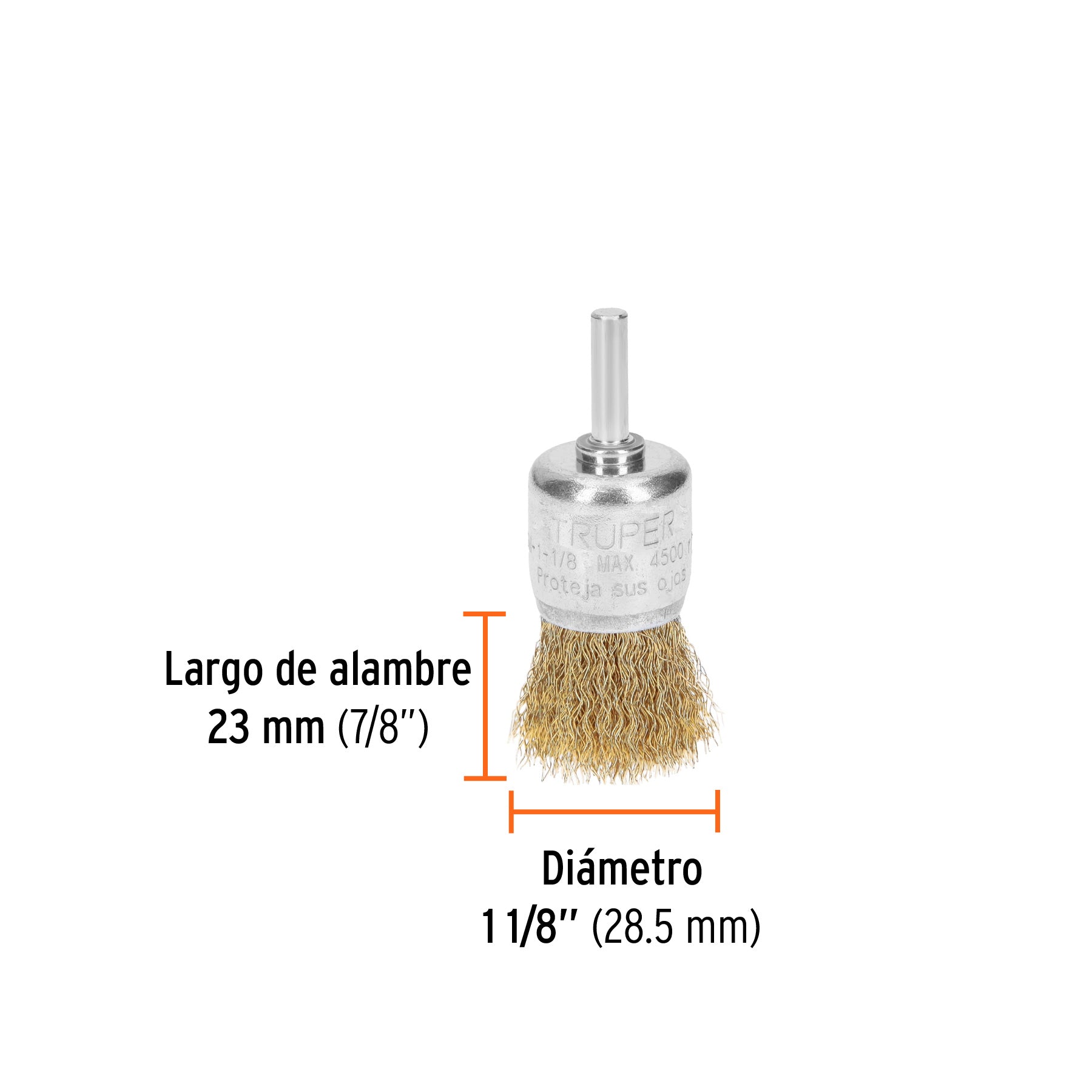 Carda tipo brocha alambre grueso para taladro TRUPER 1-1/8"