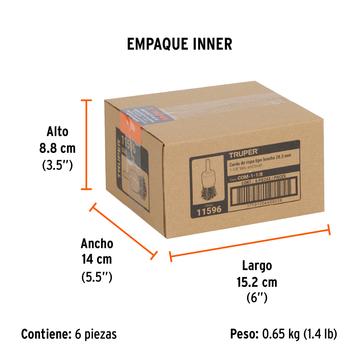 Carda tipo brocha alambre grueso para taladro TRUPER 1-1/8"