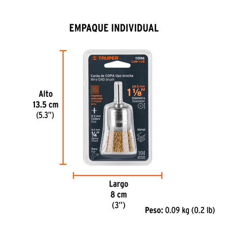 Carda tipo brocha alambre grueso para taladro TRUPER 1-1/8"